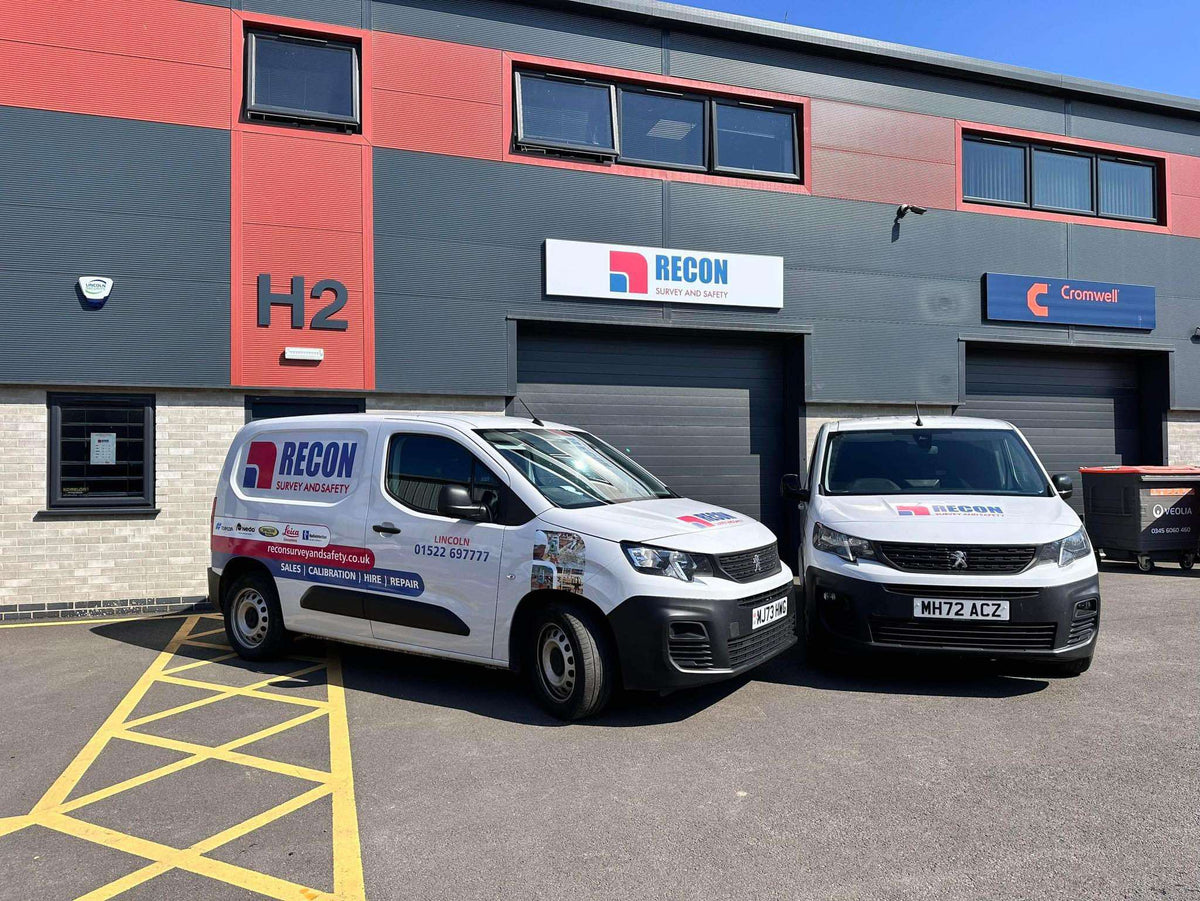 Recon Survey and Safety vans parked outside the Unit H2 trade counter in North Hykeham
