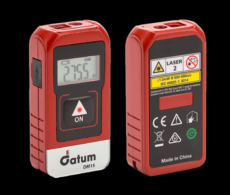 Datum DM15 laser distance meter, front and back